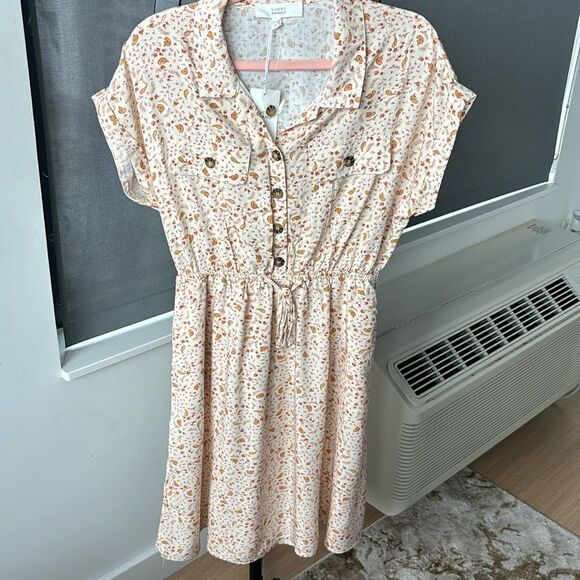 Lucky Brand Floral Button-Down Dress - Cream and Orange - Picture 1 of 5